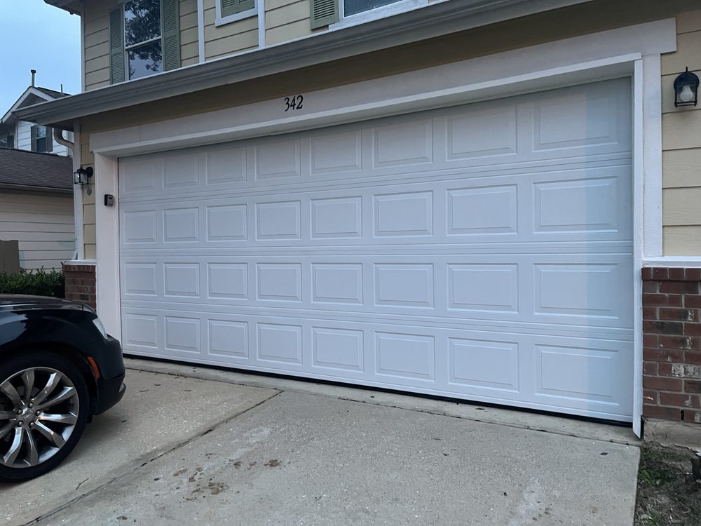 Wide white garage door